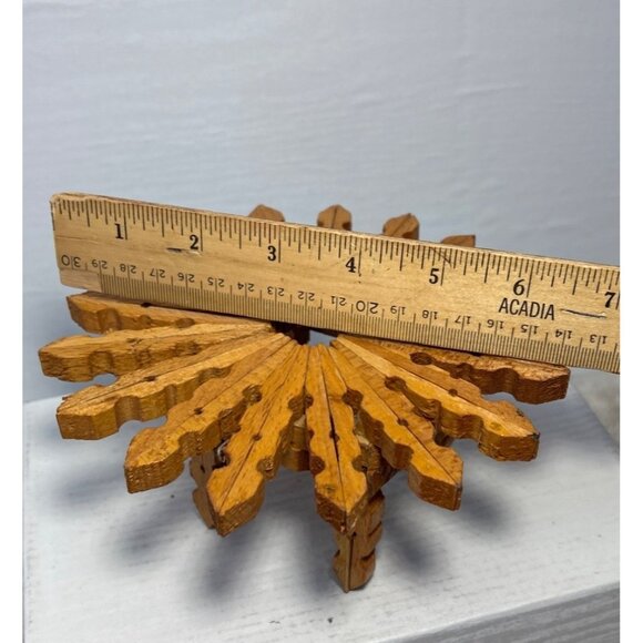Wooden Clothes Pin Table Doll Furniture Handmade Star Shaped 6.5" Unique - Picture 6 of 7